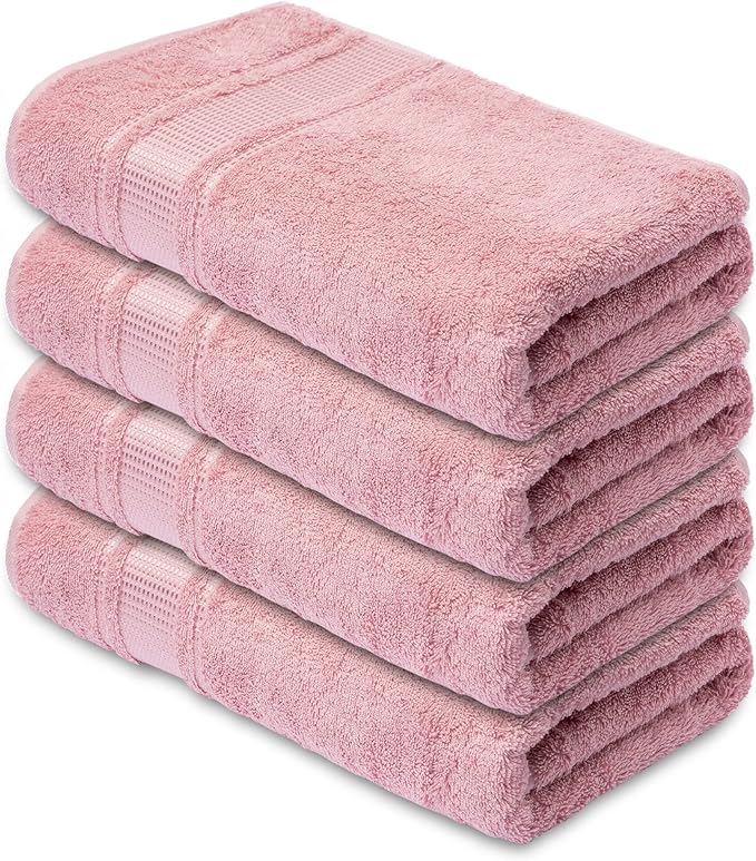 Melissa Linen, Fingertip Towels 4 Pack, 100% Turkish Cotton, Small Hand Towels for Body and Face, 12 x 18 in, Soft and Absorbent, Quick Dry, (Pink Fingertip Hand Towels)