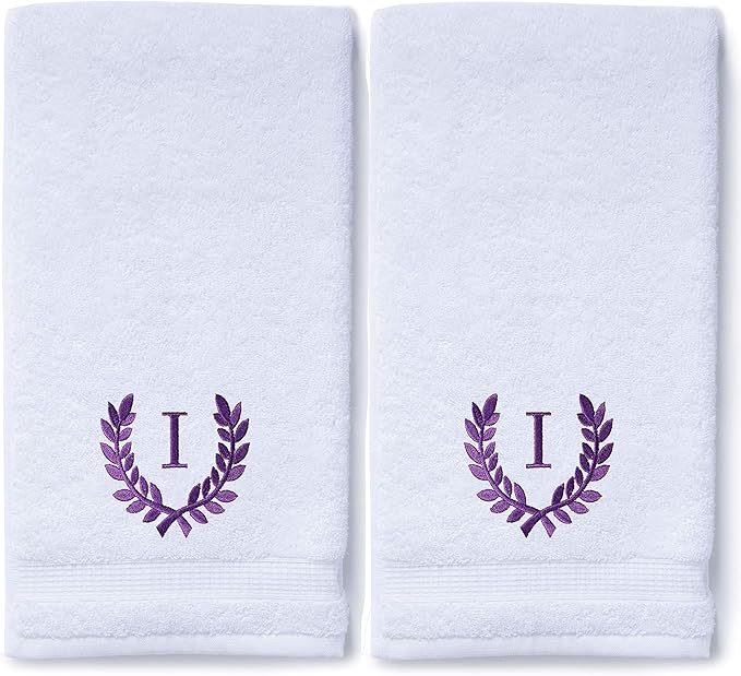 Decorative and Monogrammed Hand Towels for Bathroom Kitchen Makeup | Personalized Gift for Wedding-Bridal | Roman Font Custom Luxury Turkish Towel | Spa Collection, Oversized, 16 X 30 Inch, Set of 2