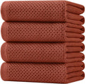 Homaxy 100% Cotton Waffle Weave Kitchen Dish Towels, Ultra Soft Absorbent Quick Drying Cleaning Towel, 20x28 Inches, 4-Pack, Rust