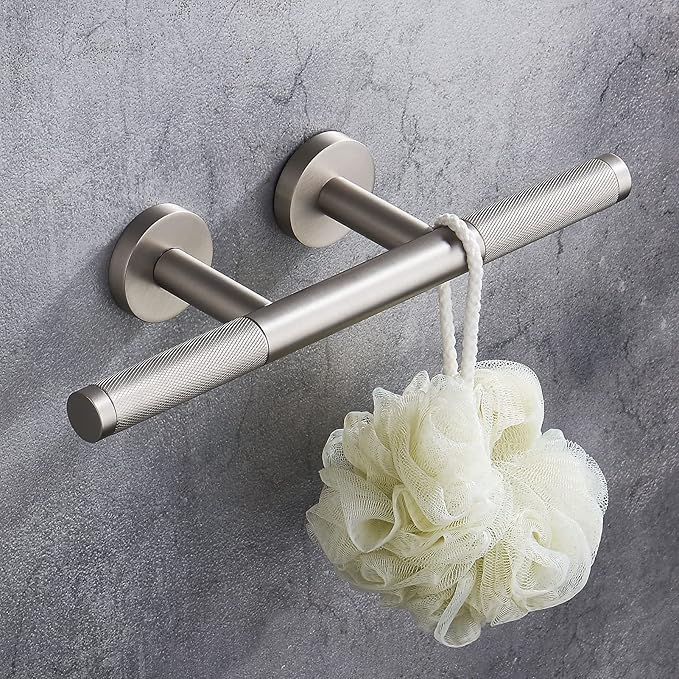 Shower Foot Rest,Brushed Nickel Shower Footrest for Shaving Legs,Knurled Brass Bar Shower Step Foot Ledge for Bathroom/Spa Wall Mount