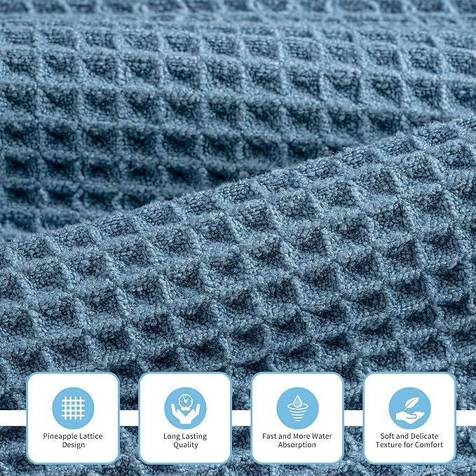 New Microfiber Waffle Bath Towels, 3 Pieces, Oversized, Soft, Absorbent, Fast Drying, Lint Free, Includes Bath, Face and Hand Towels