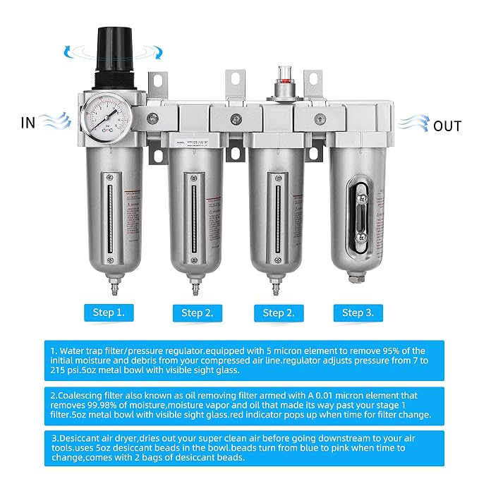 NANPU 1/2" NPT Industrial Grade 4 Stage Air Drying System - Image 4