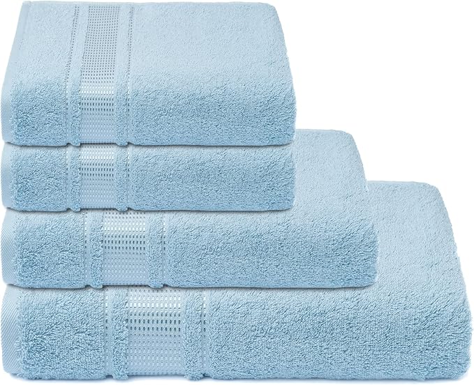 Melissa Linen, 4 Piece Towel Set, 1 Bath Hand 2 Fingertip Towels, 100% Turkish Cotton Towels for Bathroom, Absorbent, Quick Dry, Durable, Shower Towel, Cobalt Blue, Multi Size,(13CBLT1S4)