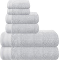 Ultra Soft 6 Pack Cotton Towel Set, Contains 2 Bath Towels 28x55 inch, 2 Hand Towels 16x24 inch & 2 Wash Coths 12x12 inch, Ideal Everyday use, Compact & Lightweight - Light Grey