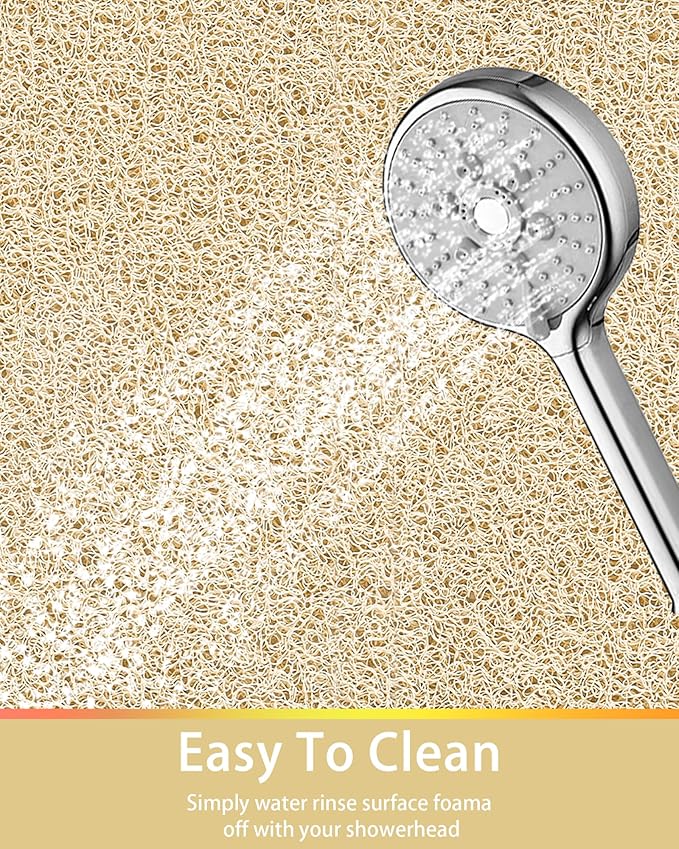 Non Slip Shower Mats for Inside Shower,16x24 Inch,Anti-Slip Bathtub Mats for Bathroom, Foot Scrubber Loofah Bath Mats for Shower, Quick Drying Shower Stall Mats for Wet Areas (Beige)