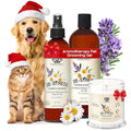 Dog Shampoo and Conditioner Aromatherapy Pet Bundle Set Itchy Skin Relief - De-Stress Dog Grooming Bundle with Dogs Calming Spray Scent Mist, and Pet Odor Eliminator Candle - Lavender & Chamomile