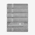 SALBAKOS 100% Turkish Cotton Hand Towel Set of 6 16x30 inch | Heirloom Quality | Hotel & Spa Collection | Soft, Super Absorbent, Long Lasting Hand Towels | Made in Turkey (Silver, 6 Hand Towels)