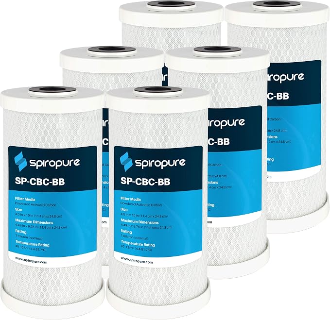 SpiroPure SP-CBC-BB 10x4.5 1 Micron NSF Certified Coconut Shell Carbon Block by SpiroPure