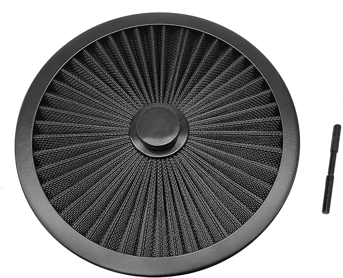 X-AVION Full Flow Round 9''X2'' Air Filter Assembly Kit Black Washable and - Image 3