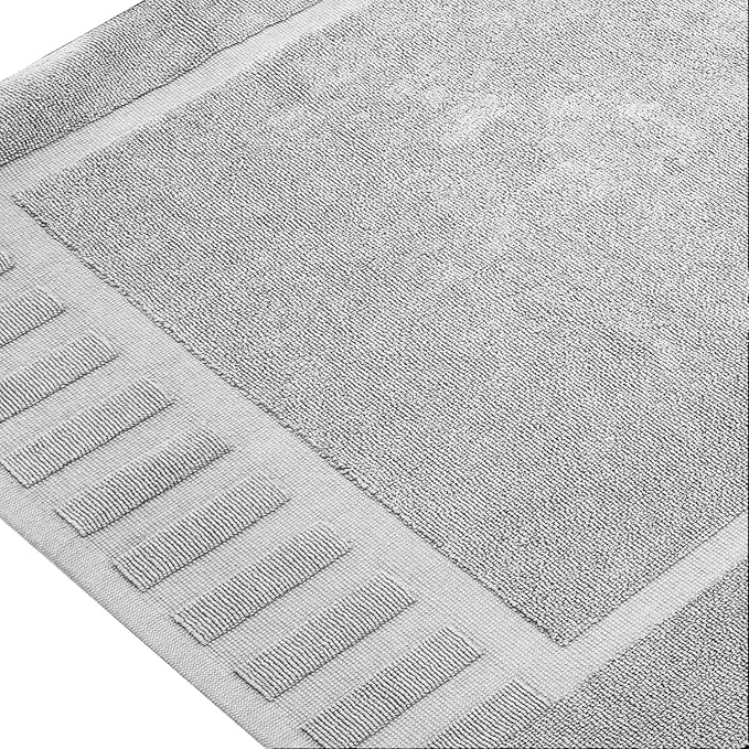 White Classic Luxury Bath Mat Floor Towel Set - Absorbent Cotton Hotel Spa Shower/Bathtub Mats [Not a Bathroom Rug] 22"x34" | 2 Pack | Dolphin Grey