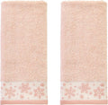 SKL Home Christmas/Winter Heather Snowflake 100% Cotton Premium 2-Piece Hand Towel Set, 500 GSM, Soft & Absorbent Jacquard, Decorative for Bath/Kitchen/Bar, Blush Pink