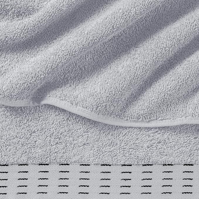 Cotton 2 Pack Oversized Bath Towel Set 28x55 inches, Large Bath Towels, Ultra Absorbant Compact Quickdry & Lightweight Towel, Ideal for Gym Travel Camp Pool - Light Grey