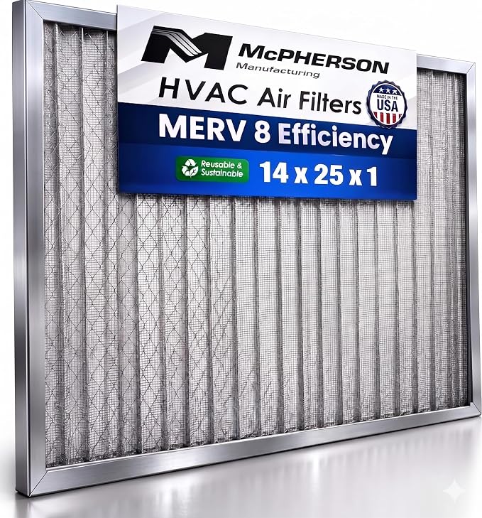 McPherson Reusable Air Filter 14x25x1 | Washable MERV 8 | Made in USA Metal by McPhersonManufacturing