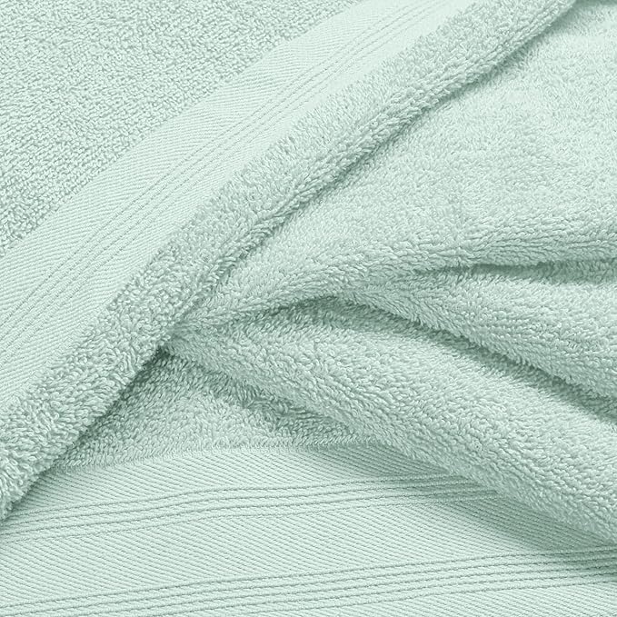 Ultra Soft 6 Pack Cotton Towel Set, Contains 2 Bath Towels 28x55 inch, 2 Hand Towels 16x24 inch & 2 Wash Coths 12x12 inch, Ideal Everyday use, Compact & Lightweight - Sea Green