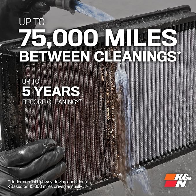 K&N High-Flow Original Lifetime Engine Air Filter: Increase Power & Accerlation - Image 3