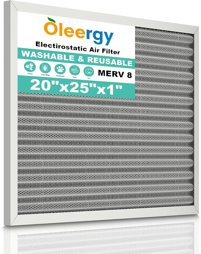 20x25x1 Reusable Electrostatic Air Filter, MERV 8 Washable HVAC AC Furnace by Unknown