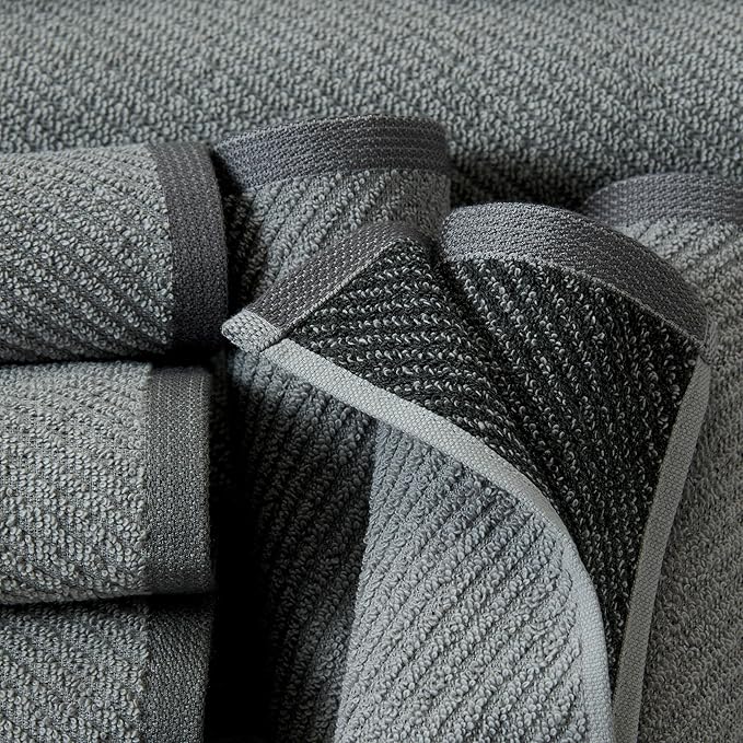 Wellbe 4-Piece Towel Set - Quick Dry, Absorbent, Soft, 2 Bath, 2 Hand, Grey