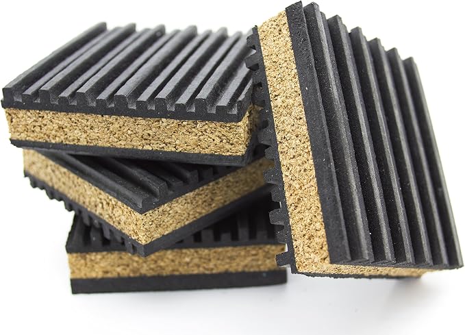 Cork & Rubber Anti Vibration Pads 6" x 6" by PneumaticPlus