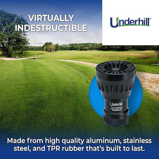 Underhill Garden Water Hose Nozzle Sprayer Jet Attachment, Heavy-Duty Metal and Rubber, Adjustable, Magnum UltraMax Premium Plus Series 3/4" High Flow Turbo Shift, NG550-DFH-75