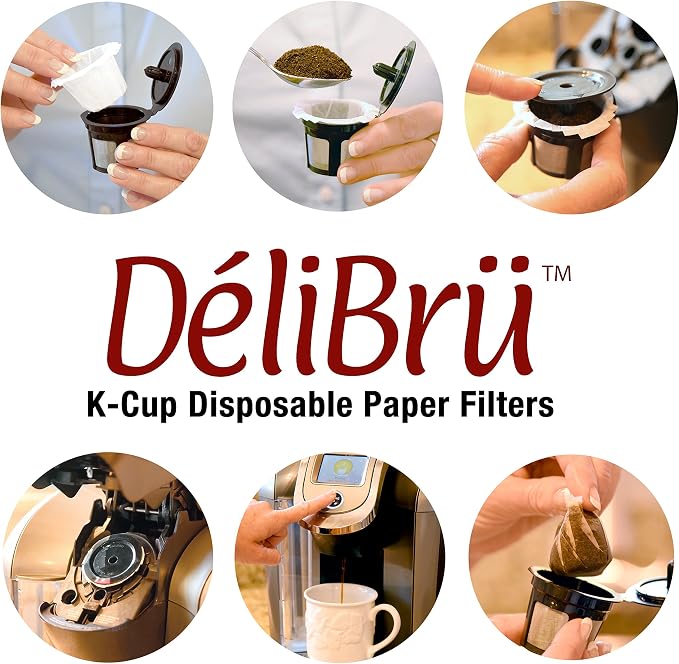 Delibru K Cup Disposable Paper Filters 100 Pack Fits - Image 3