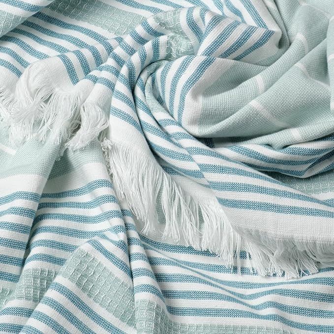 SOFE H&L | LINVIA Foutah Quick Dry Beach Towel Pack of 1 (35” x 70”) Basic - Mint | Lightweight, Premium, Fade Resistant, Durable | Travel Towel, Turkish Beach Towel with Shoulder Strap