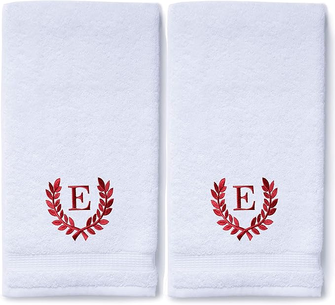 Decorative and Monogrammed Hand Towels for Bathroom Kitchen Makeup | Personalized Gift for Wedding-Bridal | Roman Font Custom Luxury Turkish Towel | Spa Collection, Oversized, 16 X 30 Inch, Set of 2