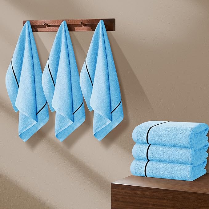MyOwn Ultra Soft Cotton 6 -Piece Hand Towel Set 16x24 Inch, Ideal for use in Bathroom, Kitchen, Gym, Spa & General Cleaning, Compact & Lightweight Multi Purpose Hand Towels - Sky Blue