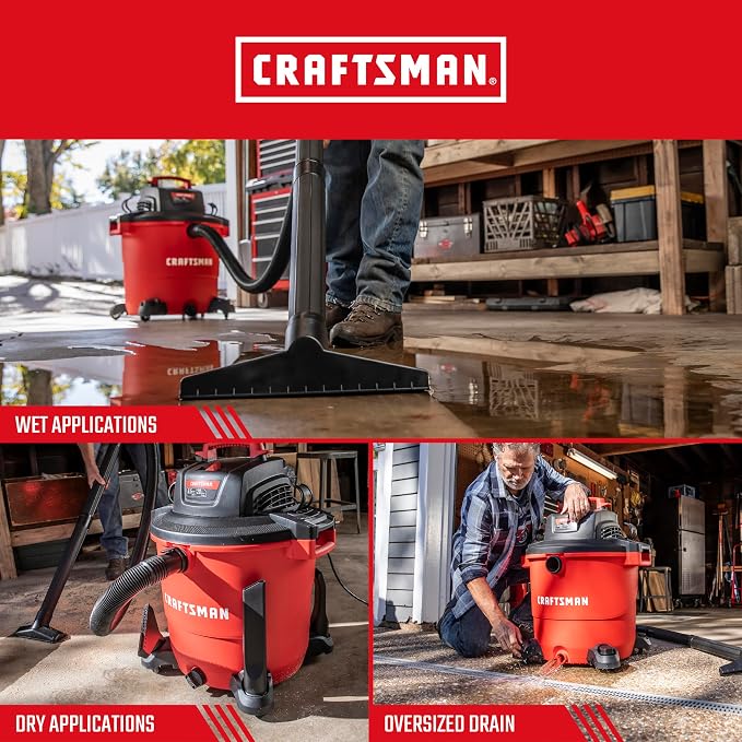 CRAFTSMAN CMXEVBE17596 20 Gallon 6.5 Peak HP Wet Dry Vac, Heavy-Duty Shop - Image 4