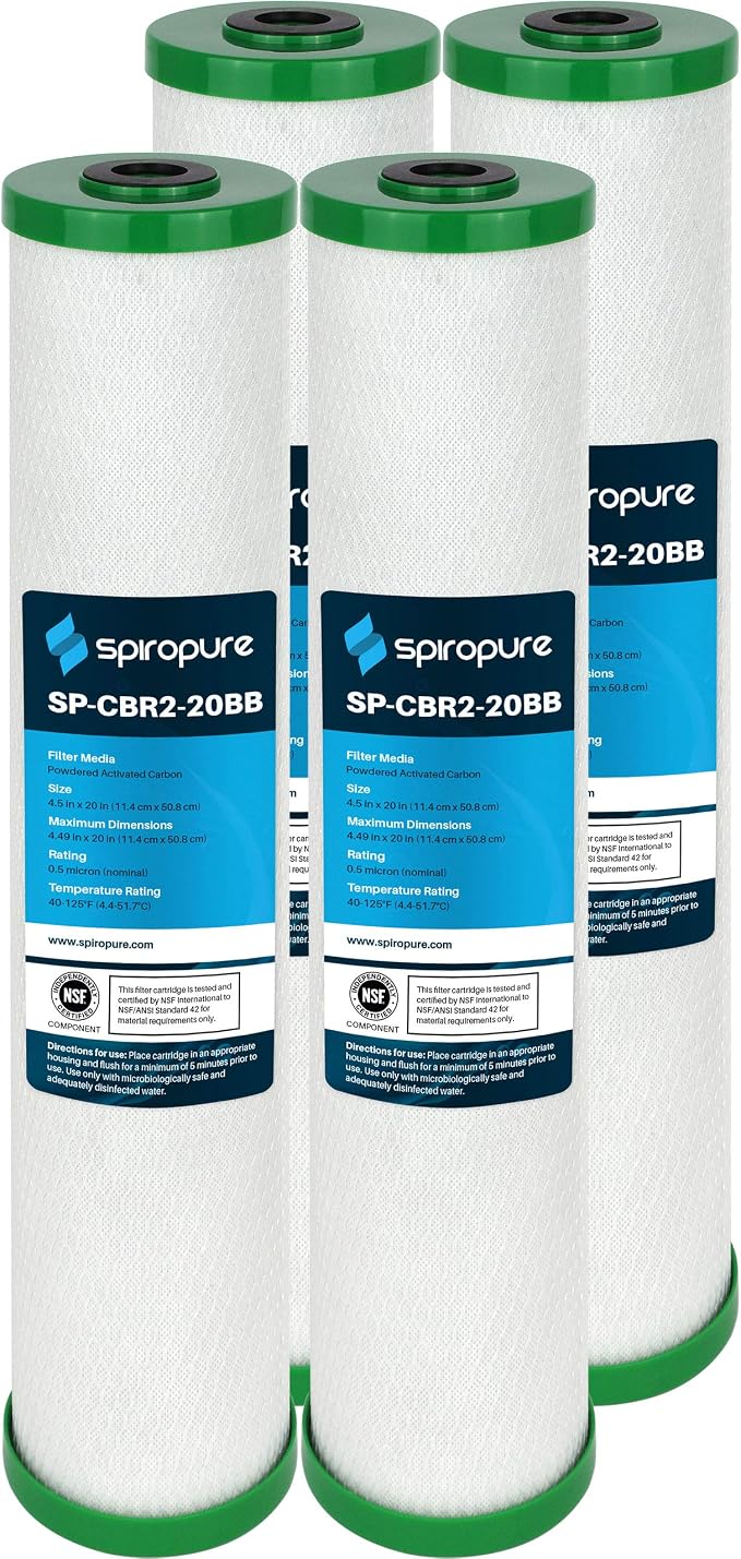 SpiroPure SP-CBR2-20BB 20x4.5 0.5 Micron NSF Certified Coconut Shell Carbon by SpiroPure