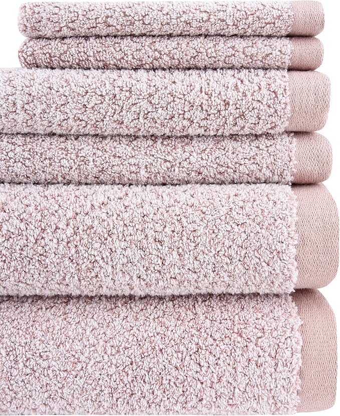 Diamond Jacquard Bath Sheet 6 PC Set Rose -2 Bath Sheet, 2 Hand Towel, 2 Wash Cloth