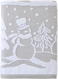 SKL Home Christmas/Winter Scenic Snowmen 100% Cotton Premium Bath Towel, 500 GSM, Soft & Absorbent, Reversible Jacquard, Decorative, Gray