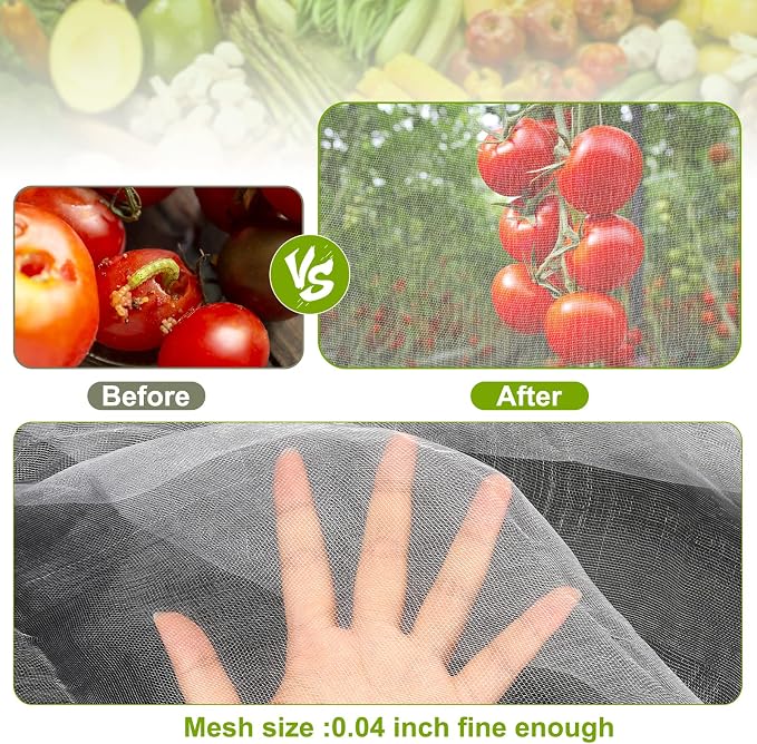 Garden Netting, 2 Pack 8x24Ft Ultra Fine Mesh Netting Pest Barrier Protection - Image 5