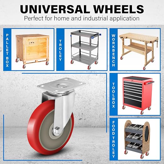 5 Inch Heavy Duty Casters Set of 4, Scratch Resistant & 360 Degree Rotatable - Image 6