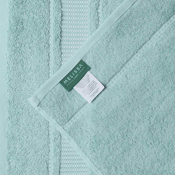 Melissa Linen, 2 Piece Hand Towel Set, 100% Turkish Cotton Face Hand Towels for Bathroom, 20 in x 35 in, Absorbent, Quick Dry, Durable and Soft, Spa and Hotel Quality, Aqua Green