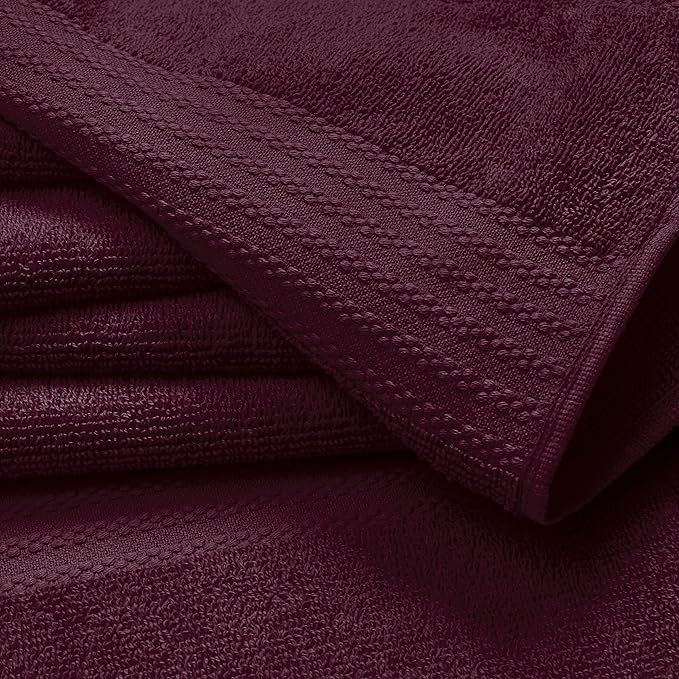 GLAMBURG Ultra Soft 8-Piece Towel Set - 100% Pure Ringspun Cotton, Contains 2 Oversized Bath Towels 27x54, 2 Hand Towels 16x28, 4 Wash Cloths 13x13 - Ideal for Everyday use, Hotel & Spa - Burgundy