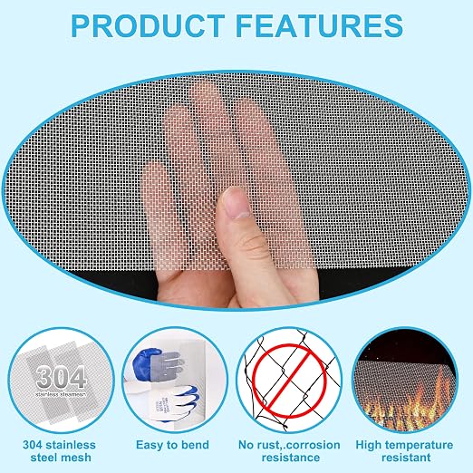 4 Pcs 13x9 20 Mesh 304 Stainless Steel Wire Mesh Sheet, Rustproof Metal Mesh - Image 5