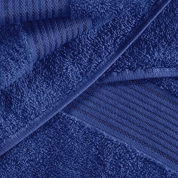 BELZZI Home Ultra Soft 4 Pack Oversized Bath Towel Set 27x54, Cotton Compact Bath Towels, Highly Absorbant Eco-Friendly Quickdry & Lightweight Towel, Ideal for Gym Travel Camp Pool - Navy Blue