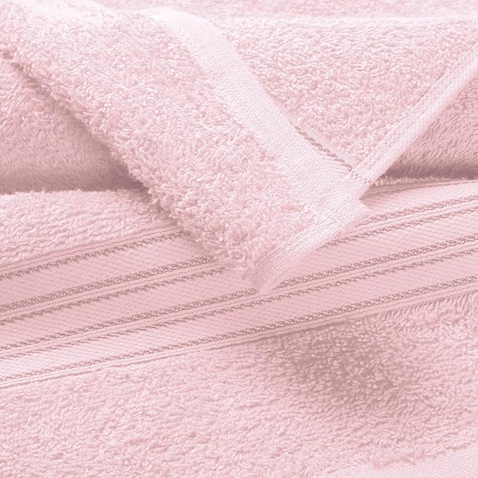 BOUTIQUO Ultra Soft Cotton Washcloths, Contains 12 Piece Face Cloths 12x12 inch, Ideal for Everyday use Face Towels, Compact & Lightweight Multi Purpose Washcloths - Pink