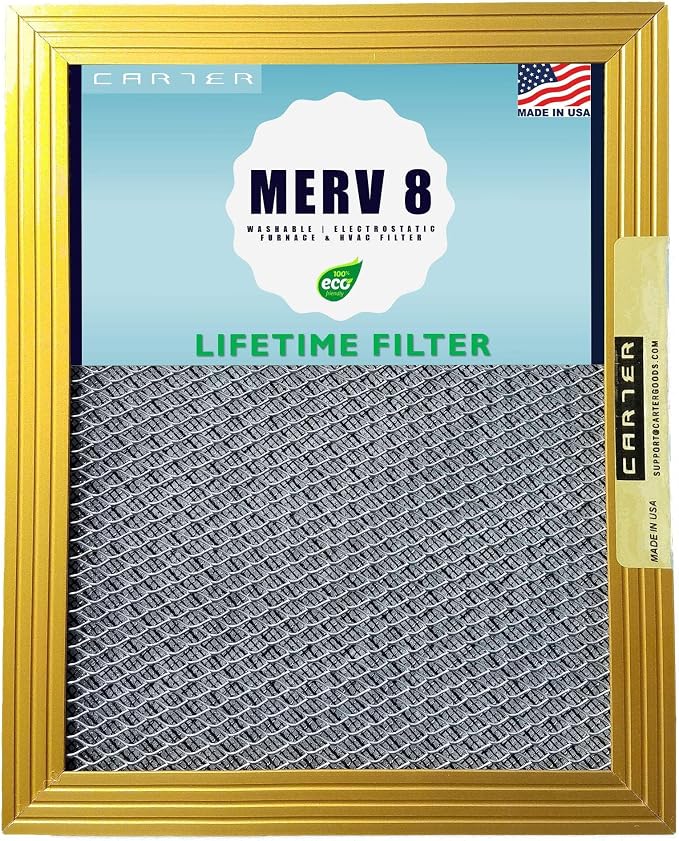 CARTER | Gold | MERV 8 | HVAC & Furnace Filter | Washable Electrostatic by Carter+Goods