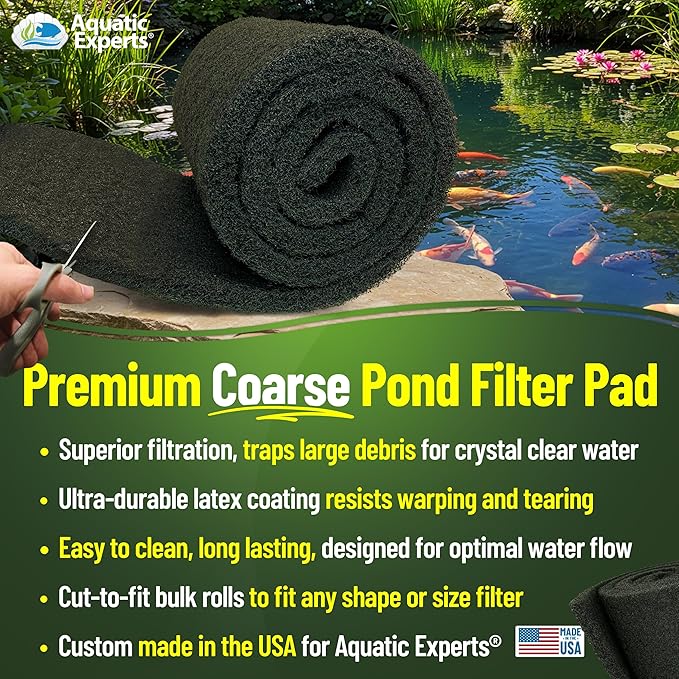 Aquatic Experts Classic Koi Pond Filter Pad COARSE – Black Bulk Roll Pond - Image 2