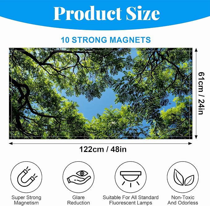 2 Pack Fluorescent Light Covers- 4 x 2 Feet Magnetic Ceiling Light Cover Room - Image 2