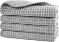 POLYTE 430 GSM Microfiber Lint Free Washcloth Face Towel, 13 x 13 in, 4 Pack (Waffle Weave)