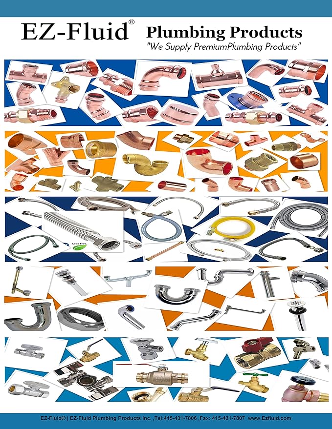 EZ-FLUID Plumbing (50-Pcs) 3/4" C X FIP LF Copper Female Adapter Pressure Copper Fittings,Sweat Solder Connection for Residential,Commercial Pipe.