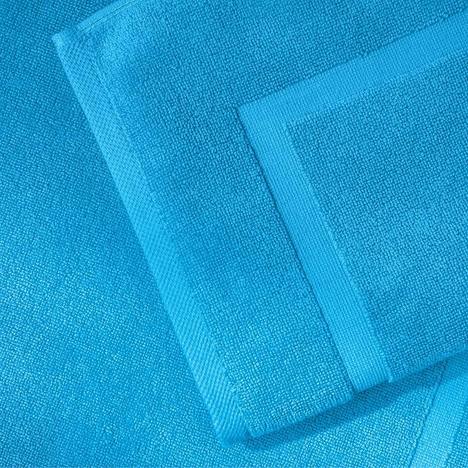 SALBAKOS 100% Turkish Cotton Bath Mat Set 2-Piece - 20x34 inch, Premium Quality Hotel & Spa Collection, Soft, Absorbent, Long Lasting, Durable Bathroom Rugs | Made in Turkey (Aqua, 2 Bath Mats)