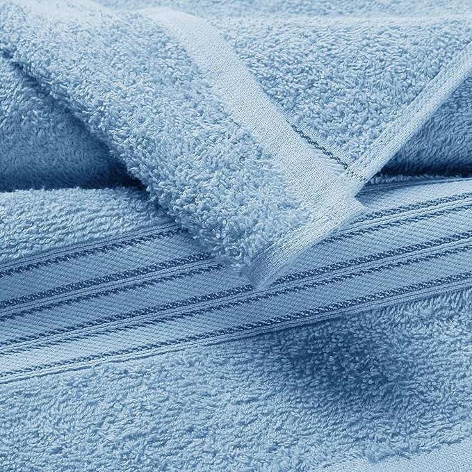 BOUTIQUO Ultra Soft Cotton 6 -Piece Hand Towel Set 16x24 Inch, Ideal for use in Bathroom, Kitchen, Gym, Spa & General Cleaning, Compact & Lightweight Multi Purpose Hand Towels - Sky Blue