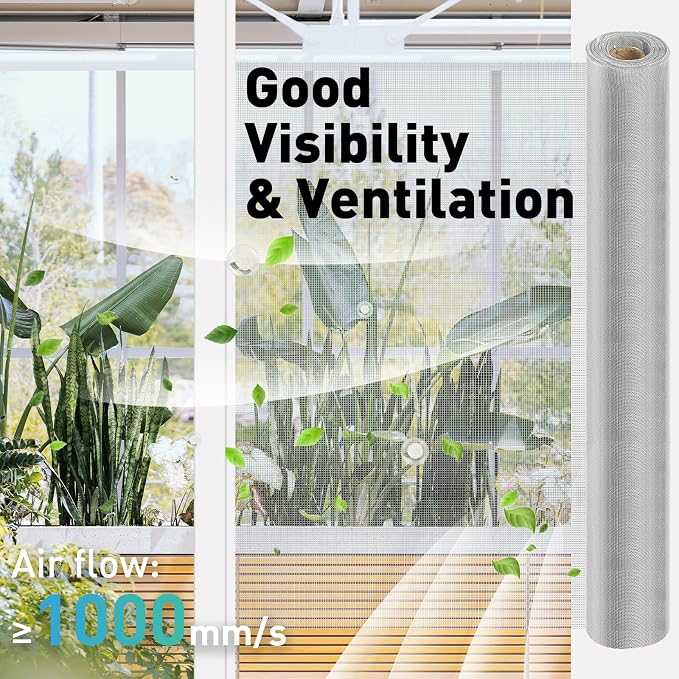 304 Stainless Steel Mesh Window Screen Roll, 35IN x 16FT Silver Metal Window - Image 4
