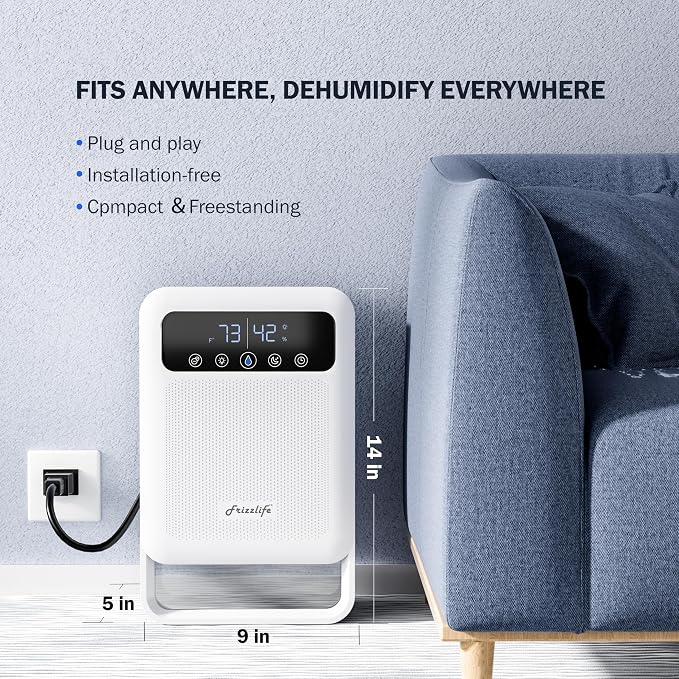 Frizzlife DH80 Air Dehumidifier, 135oz Water Tank W/Purifying Function - Image 7