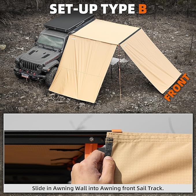 ALL-TOP Awning Wall Universal Multi-Side, 6.6ft x 8.5ft, Waterproof Ripstop UV-Resistant Awning Extension for Extra Privacy & Shade