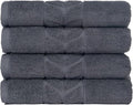 BAGNO MILANO Organic Turkish Cotton Bath Towels, Luxury Jacquard Collection, Certified Organic Highly Absorbent, Soft-Plush Towel Set (Charcoal, 4 Pcs Hand Towel Set)
