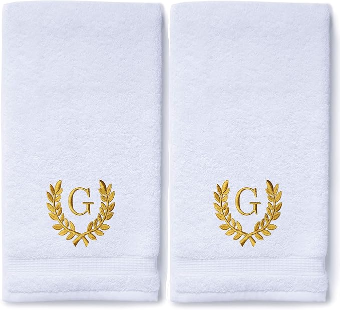 Decorative and Monogrammed Hand Towels for Bathroom Kitchen Makeup | Personalized Gift for Wedding-Bridal | Roman Font Custom Luxury Turkish Towel | Spa Collection, Oversized, 16 X 30 Inch, Set of 2